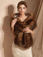 Wedding Cape Faux Fur Shawl Wrap Bridal Winter Warm Cover Ups