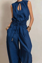 Chic Sleeveless Top and High-Waisted Wide-Leg Pants