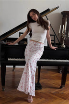 Floral Slim Mermaid Midi Skirt