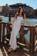 Polka Dot Lace Trim Spaghetti Strap Mermaid Maxi Dress