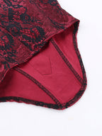 Vintage Lace Velvet Splice Irregular Hem Corset Top