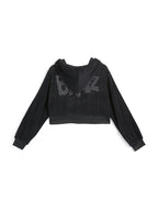 Letter Rhinestone Print Short Hoodie