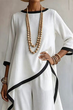 Minimalist Asymmetric Tunic & Wide-Leg Trouser Set