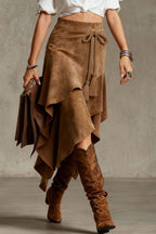 Fashionable Irregular Tie-up Tassel Embellishment Casual Midi Skirt