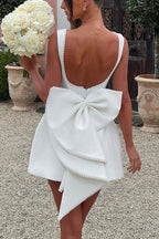 Lillian Effortless Stylish Slim Fit Mini Dress with a Large Bow and Beaded Detailing Chic Silhouette Collection