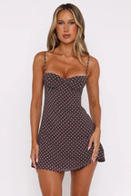 Sweetheart Bustier Spaghetti Strap Polka Dot Bodycon Mini Dress