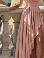 One-Shoulder Asymmetrical Hem Maxi Dress