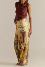 We The Free Denim Playful Doodle Printed Mid Rise Pocket Wide Leg Jeans