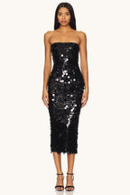 Sequin Strapless Bodycon Midi Dress