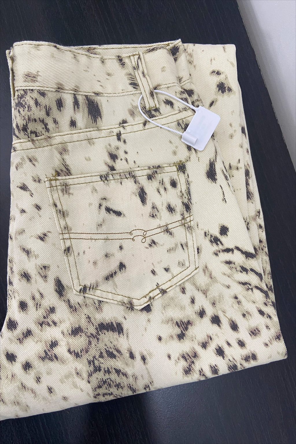Retro Leopard Straight Baggy Jeans