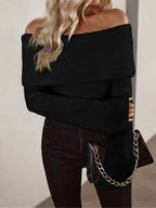 Solid Off Shoulder Knit Sweater