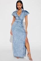 Slim Fit Split Denim Dress