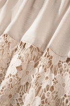 Hollowed Floral Lace Hem Patchwork Loose Halter Summer Dress