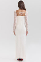 Lace Corset Sweetheart Long Sleeve Satin Mermaid Maxi Formal Gown
