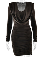 Modern Ruched Mini Dress With Deep V Neck For Women 2026