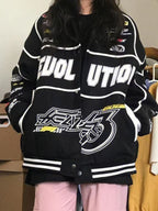 Street Print Splice Varsity Jacket