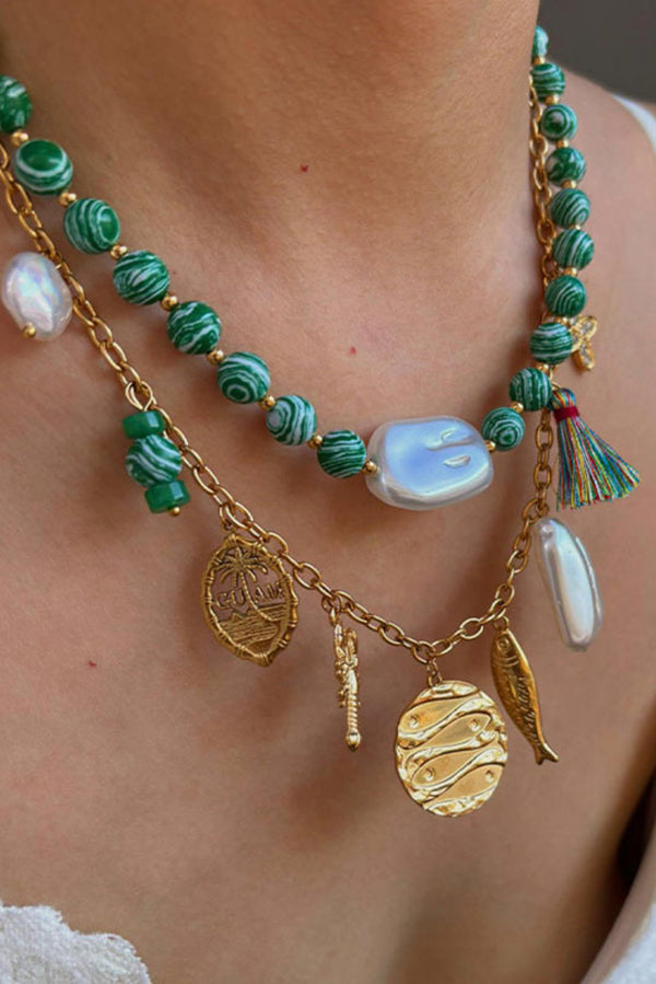 Bohemian Multi-pendant Beaded Necklace