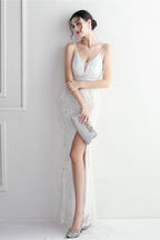 Intricate Beadwork Figure Hugging Gown Formal Dress