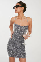 Sequin Slip Backless Bodycon Cocktail Dress