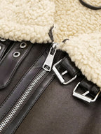 Lambswool Lined Leather Splice Short Jacket
