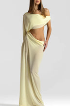 Sculptural Asymmetric Cutout Maxi Dress