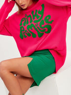 Contrast Color Letter Print Pull Over Sweater