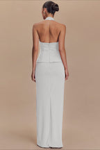 Halter Backless Maxi With Side Slit Dress