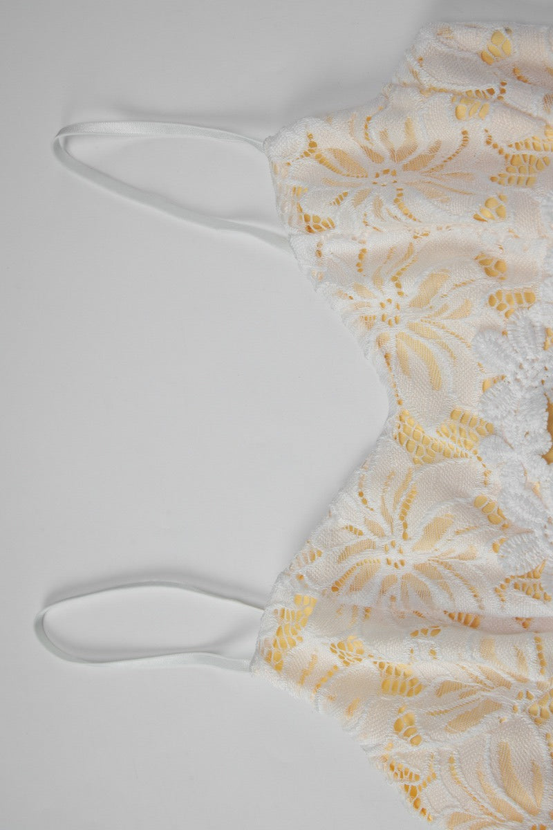 Sweetheart Lace Panel Scallop Trim Spaghetti Strap Bodycon Mini Dress