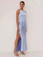 Soft Pink Maxi Slit Dress Open Back Party Slip Dress For Women 2026
