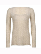 Low Cut Square Neck Long Sleeve Knits