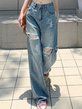 Vintage Wash Loose Ripped Jeans