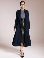 Burgundy Woolen Flared Coat Vintage Shawl Collar Double-breasted Winter A-line Outerwear For Women 2026