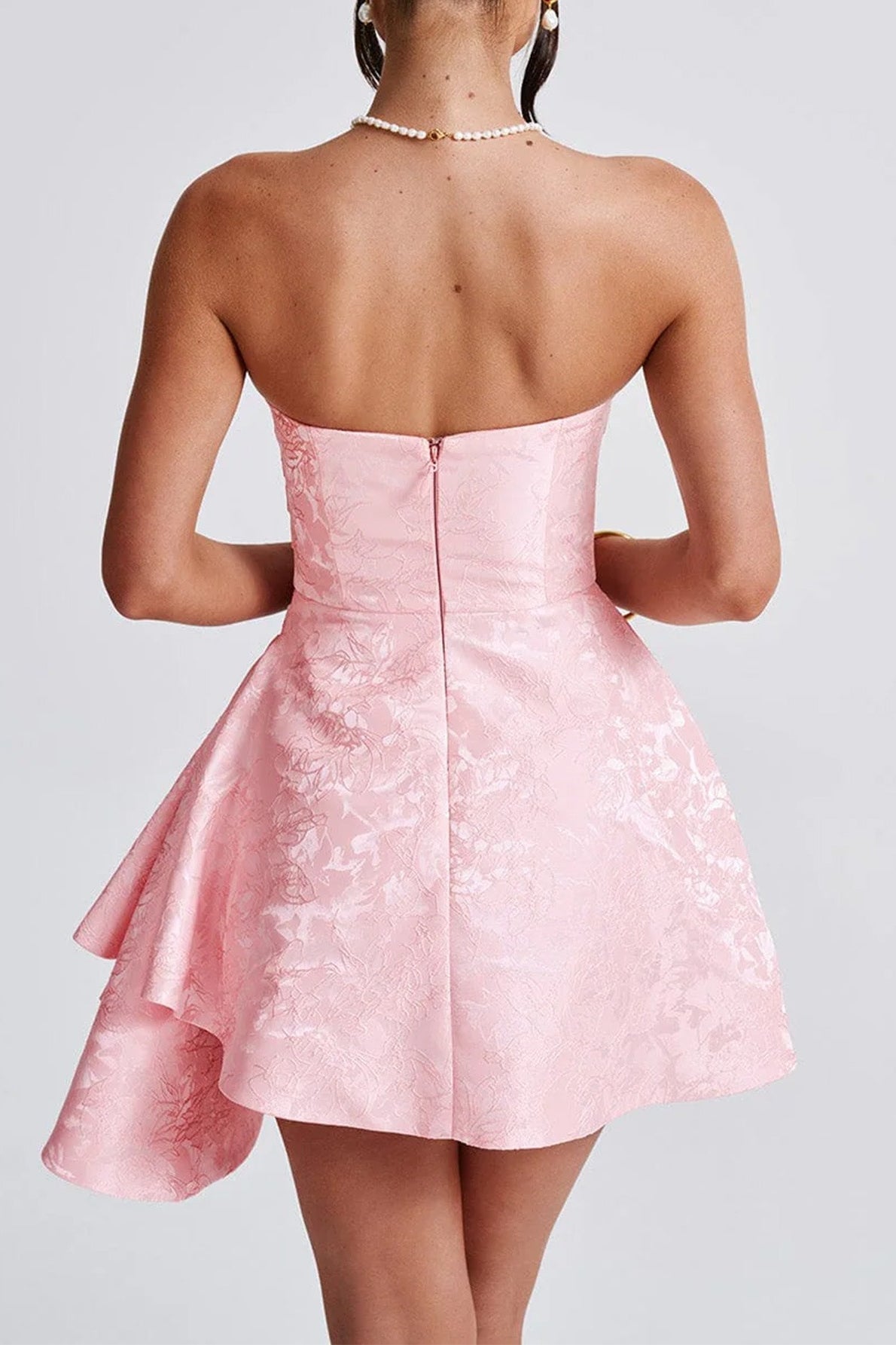 Strapless Jacquard Structured Mini Dress