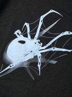 Spider Print Off Shoulder Slim Long Sleeve Tee