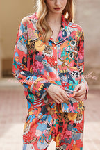 Banquet Cat Print Home Long Sleeved Two-piece Set
