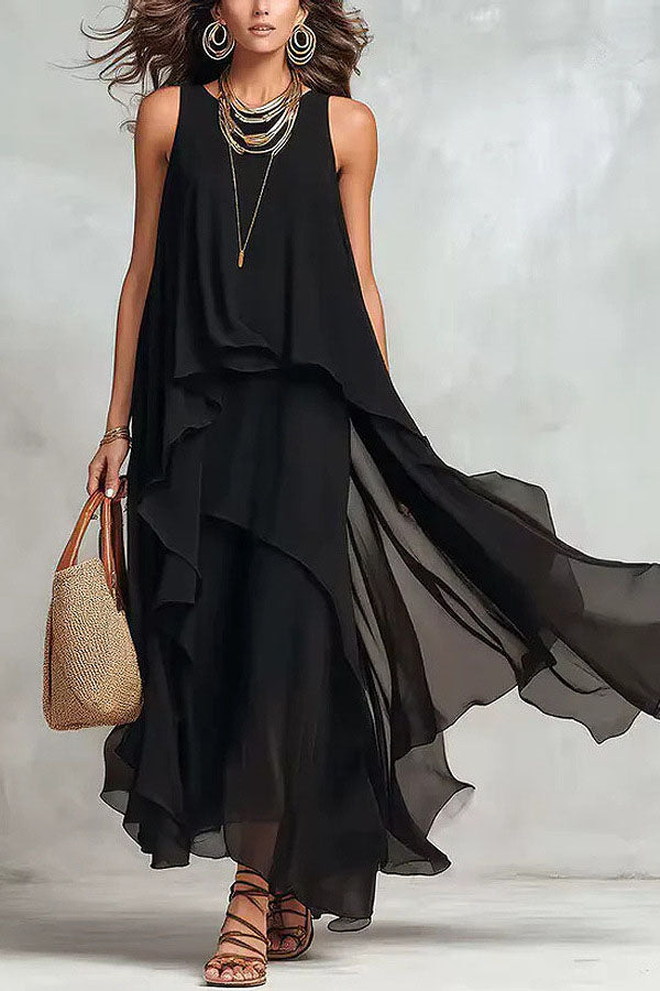 Ethereal Layered Ruffle Maxi Dress