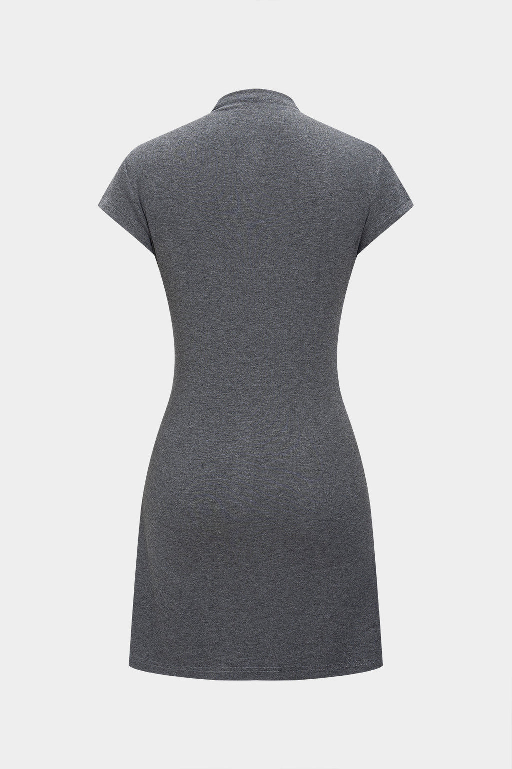 Solid Color A-Line Button Short Sleeve Mini Dress