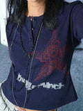 Vintage Print Button Long Sleeve Tee