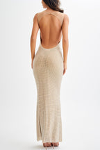 Louisa Aesthetic Midnight Fantasy Stretch Sequin Mesh Strap Open Back Maxi Dress Premium Wardrobe Essential