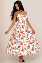 italian rose print cotton corset sundress