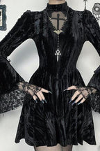 Cross Detail Mini Gothic Dress