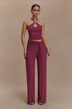 Metal Trim Halter Cutout Chic Tank Top