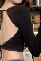 Lace Lace-Up Camisole Crop Top