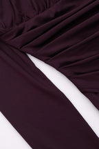 High Neck Ruched Split Bodycon Long Sleeve Party Dress
