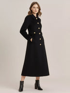 Vintage Wool Cashmere Blend Coat With Golden Buttons For Women 2026