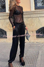 Keep It Shine Sequin Long Sleeve Shift Blouse