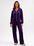 Velour Wide Leg Casual Fit Tracksuit For Women 2026