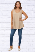 Women’s Neutral Linen-Cotton Sleeveless Top – Lightweight Summer Tank with Crochet Trim