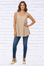 Women’s Neutral Linen-Cotton Sleeveless Top – Lightweight Summer Tank with Crochet Trim