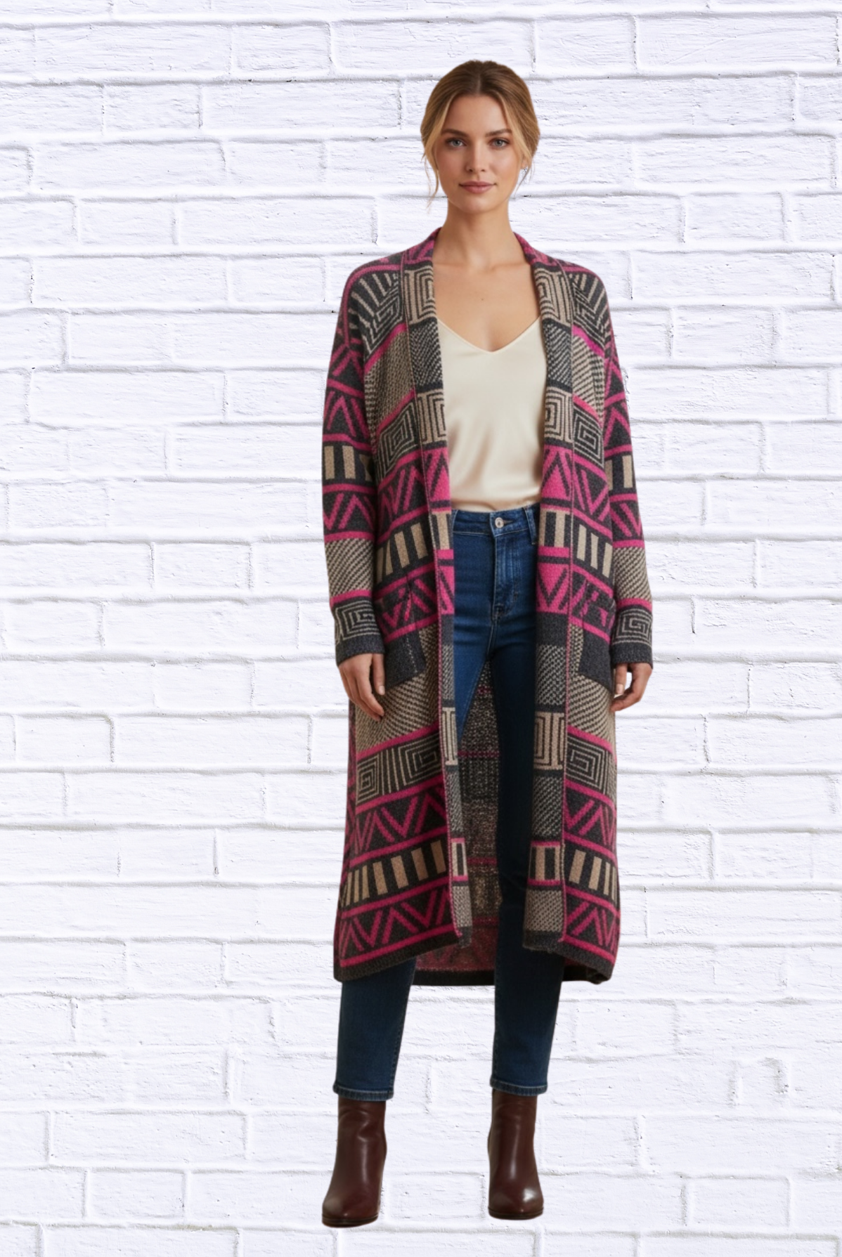 Printed Shawl Cardigan with Fringed Hem _ Cozy, Stylish, and Perfect for Layering!